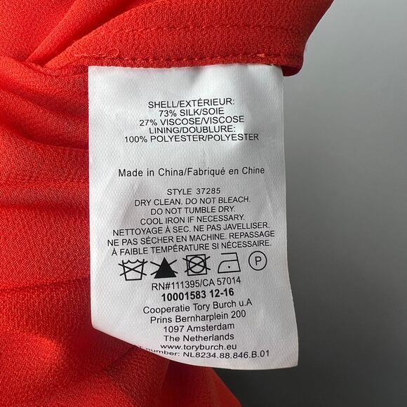 Tory Burch Orange Ruffle Silk Mini Skirt Size Small - Picture 3 of 6